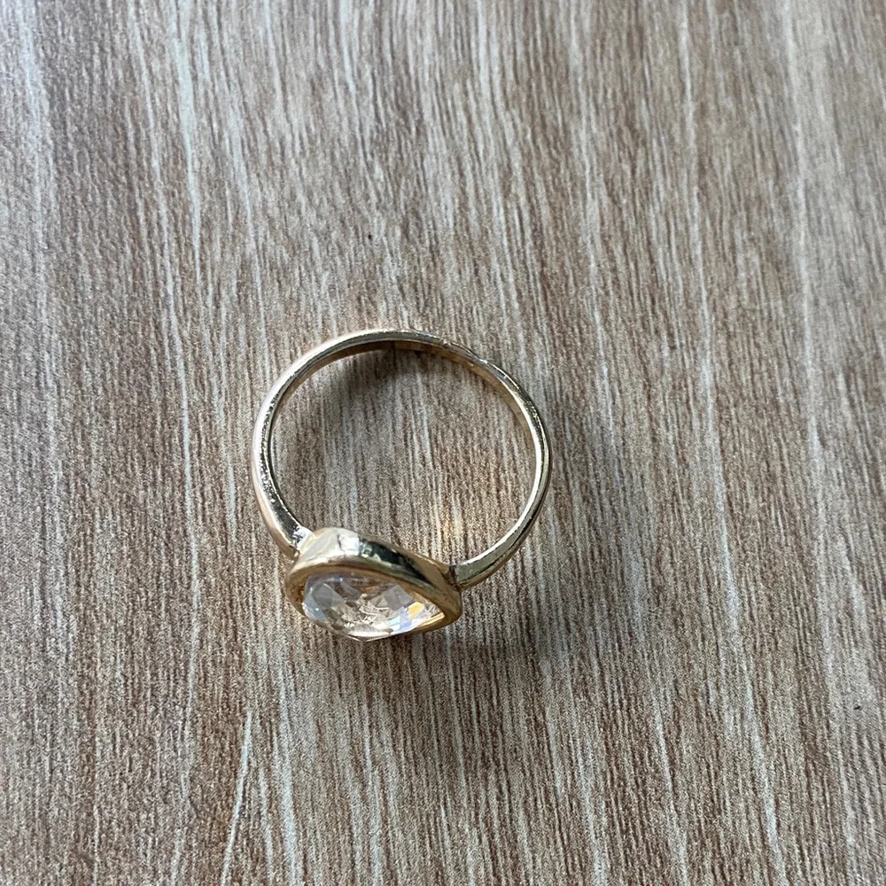 Elegant Gold Toned Ring with Clear Stone accent - Picture 2 of 6